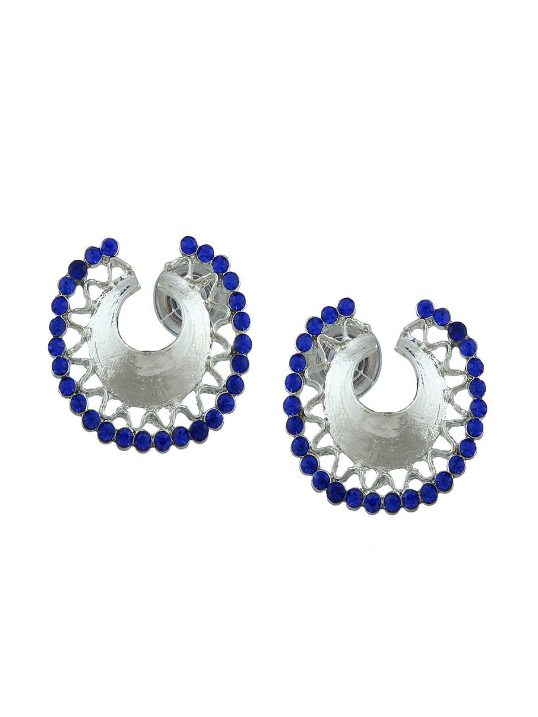 

Kshitij Jewels Silver-Toned & Blue Contemporary Studs Earrings