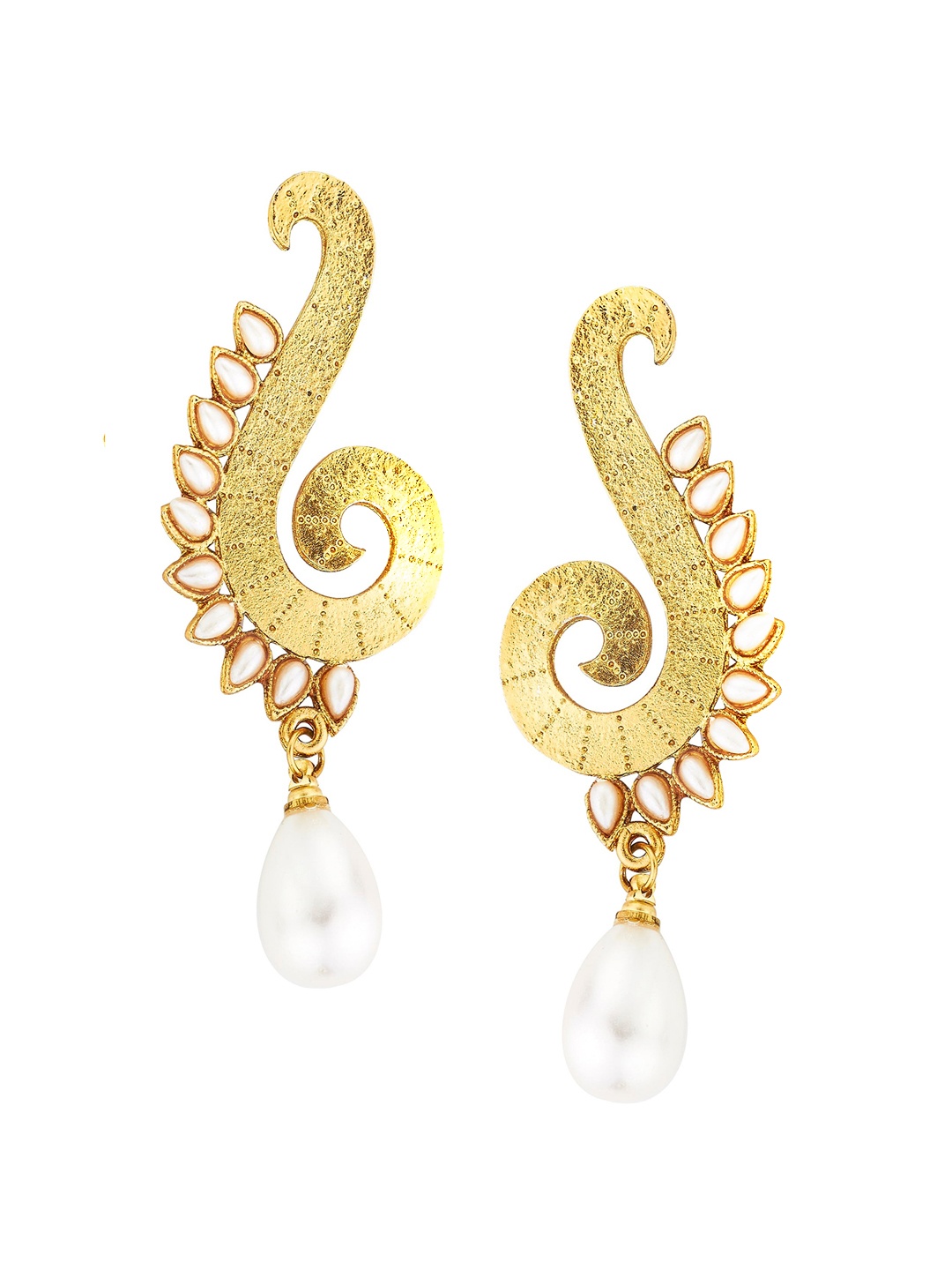 

Kshitij Jewels Rose Gold & White Contemporary Drop Earrings