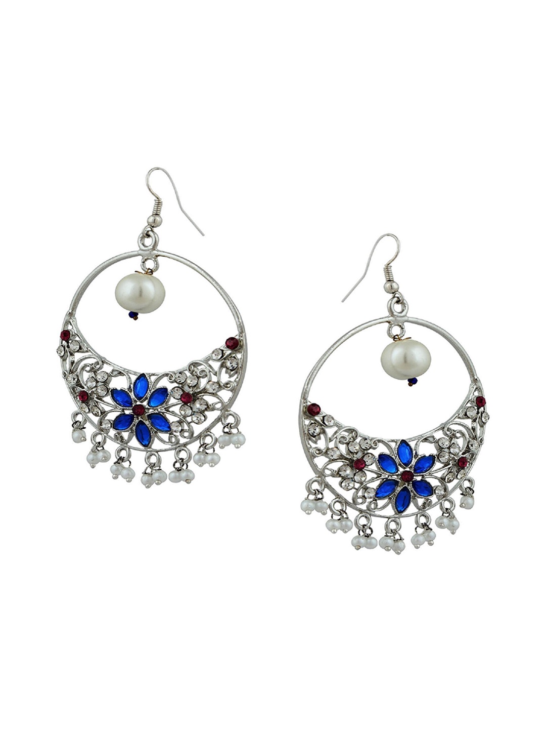 

Kshitij Jewels Women Silver-Toned & Blue Contemporary Drop Earrings