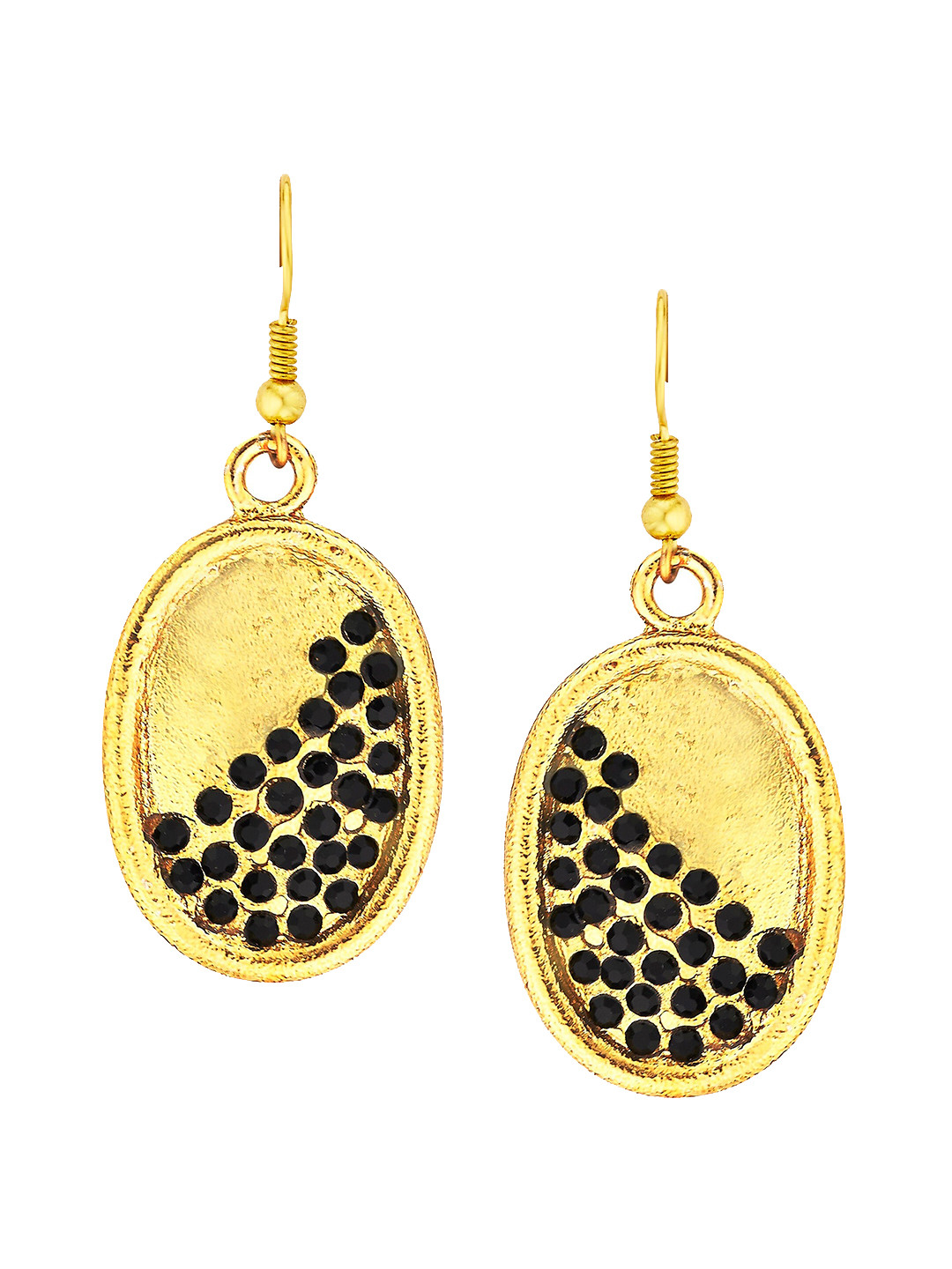 

Kshitij Jewels Black & Gold-Plated Contemporary Drop Earrings