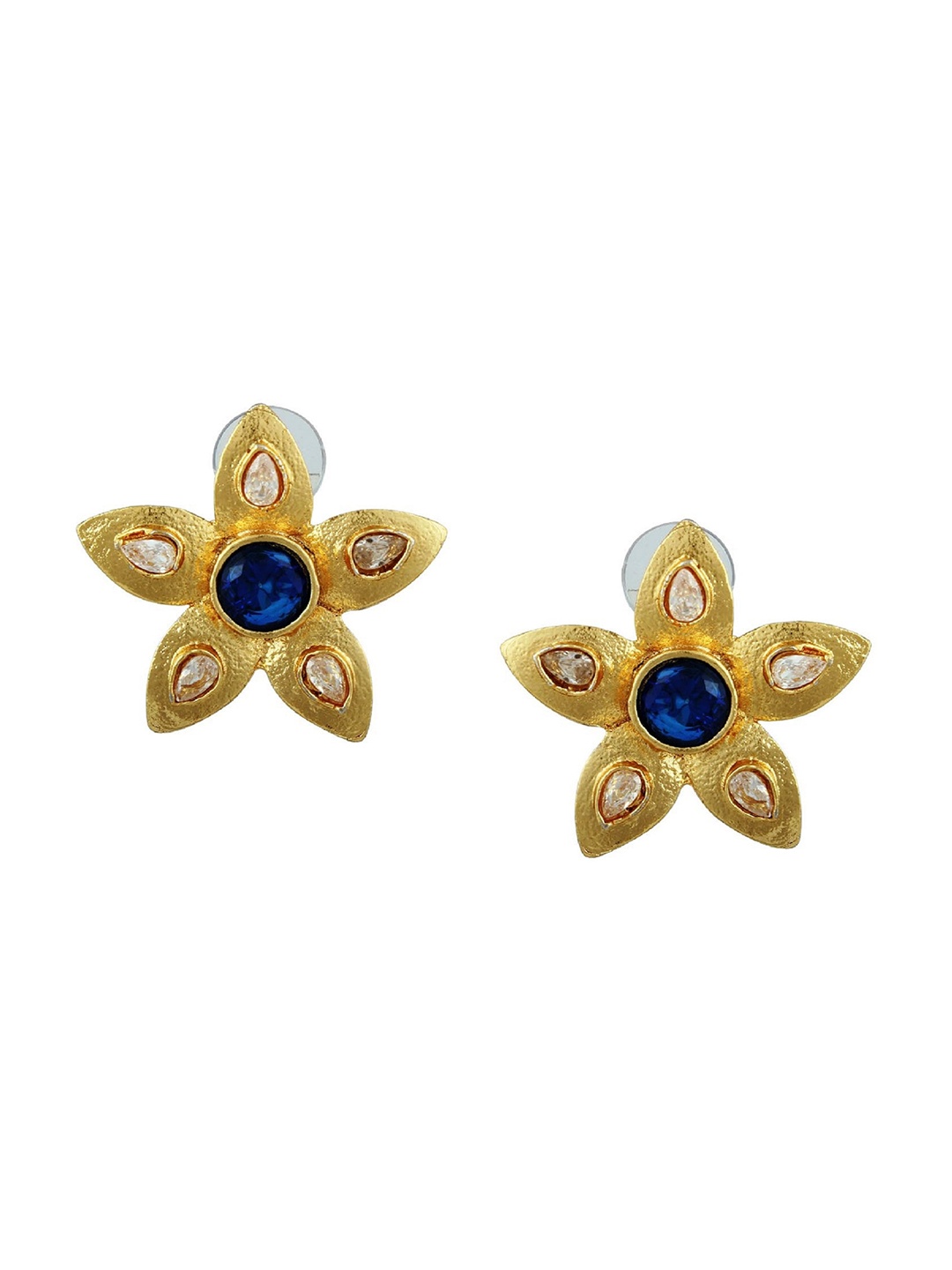 

Kshitij Jewels Blue & White Gold-Plated Contemporary Metal Studs Earrings