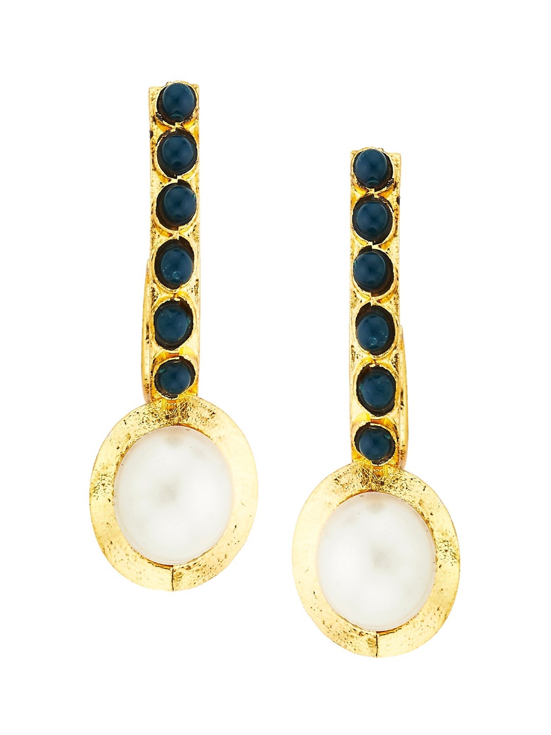 

Kshitij Jewels Women Gold-Toned & Green Contemporary Half Hoop Earrings