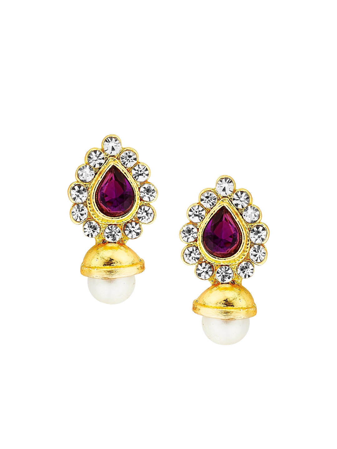 

Kshitij Jewels Women Purple & Gold-Toned Contemporary Drop Earrings