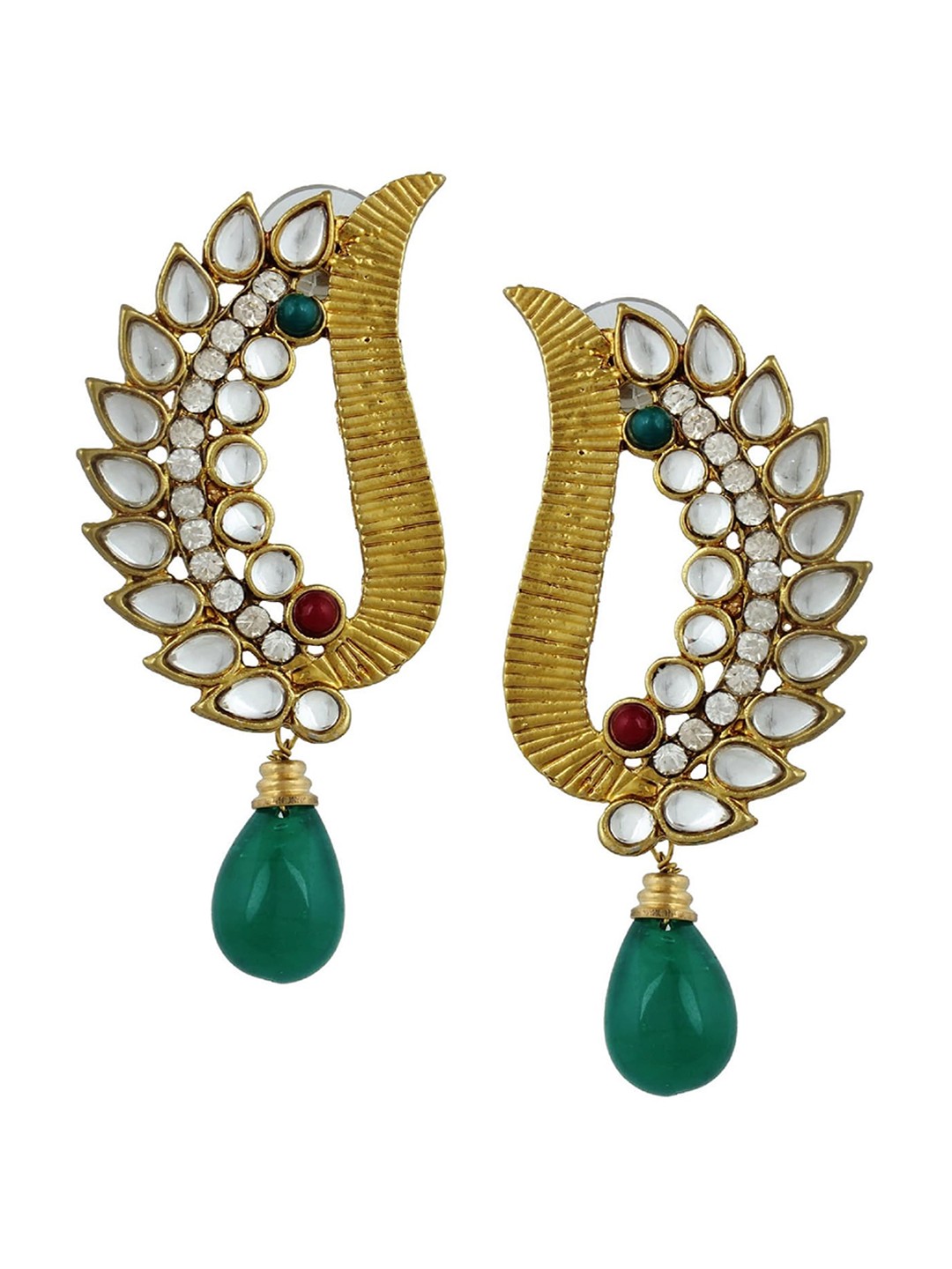 

Kshitij Jewels Green and Gold Toned Contemporary Drop Earrings