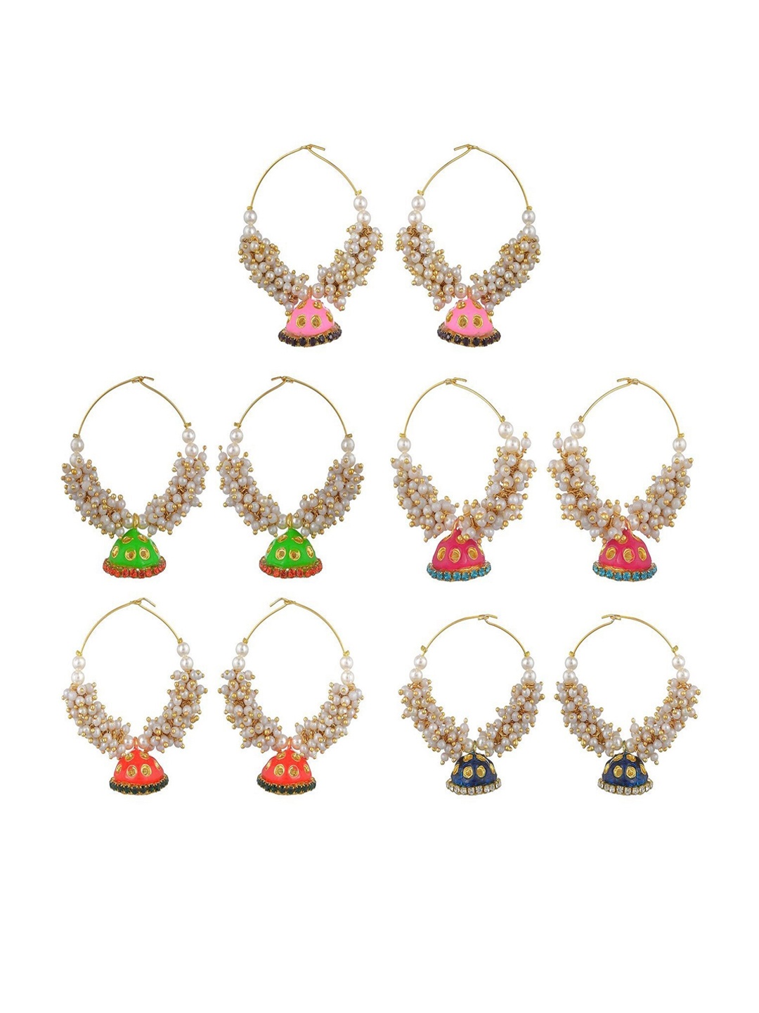 

Kshitij Jewels Gold-Toned & White Contemporary Hoop Earrings