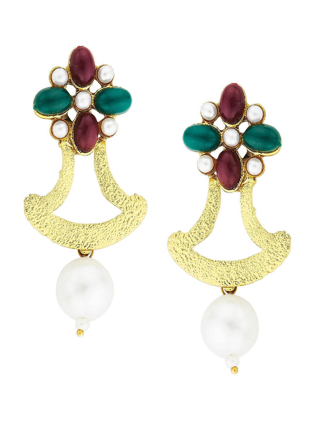

Kshitij Jewels Women Maroon & Green Contemporary Drop Earrings