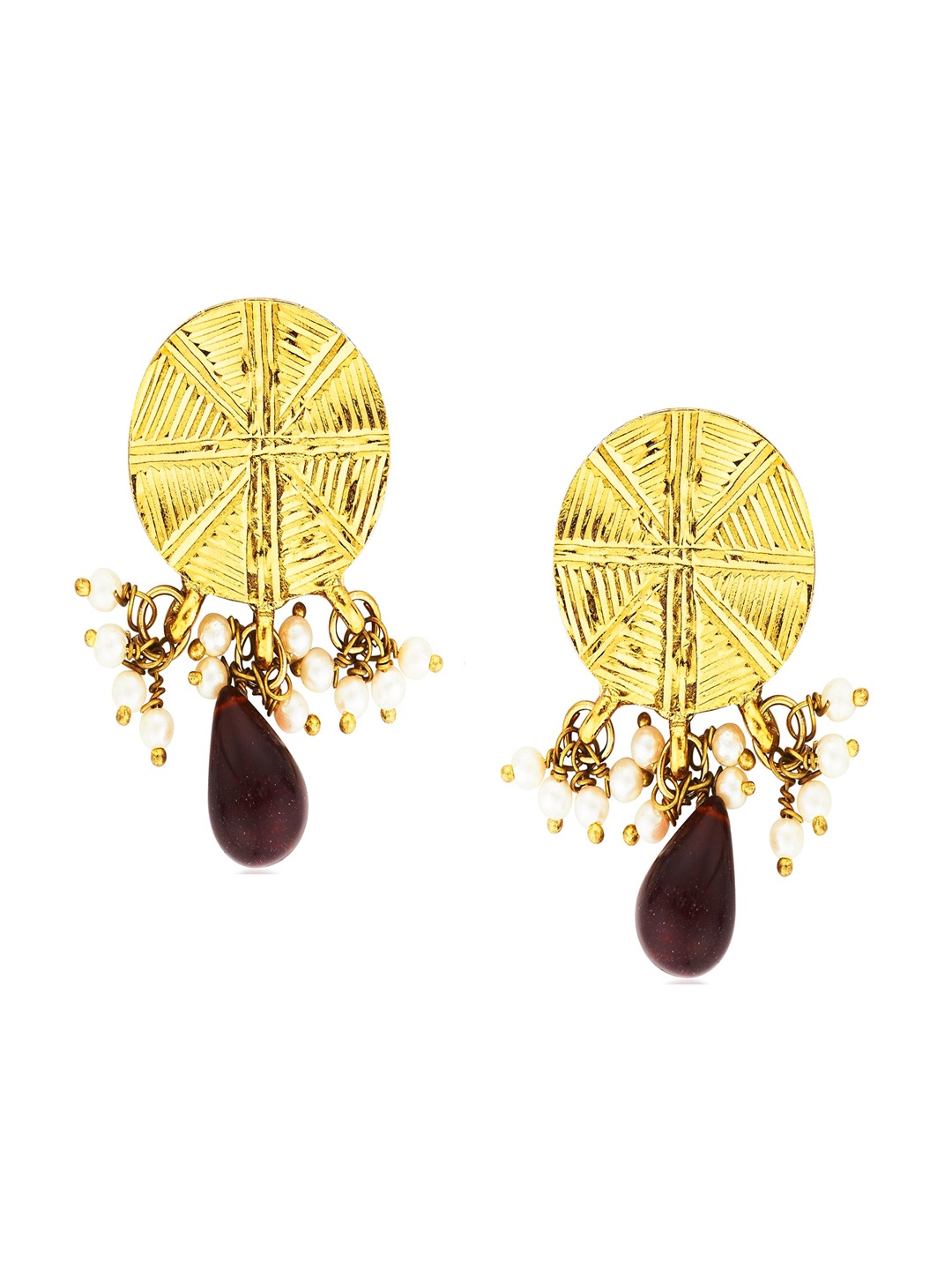 

Kshitij Jewels Gold-Plated Maroon Contemporary Drop Earrings