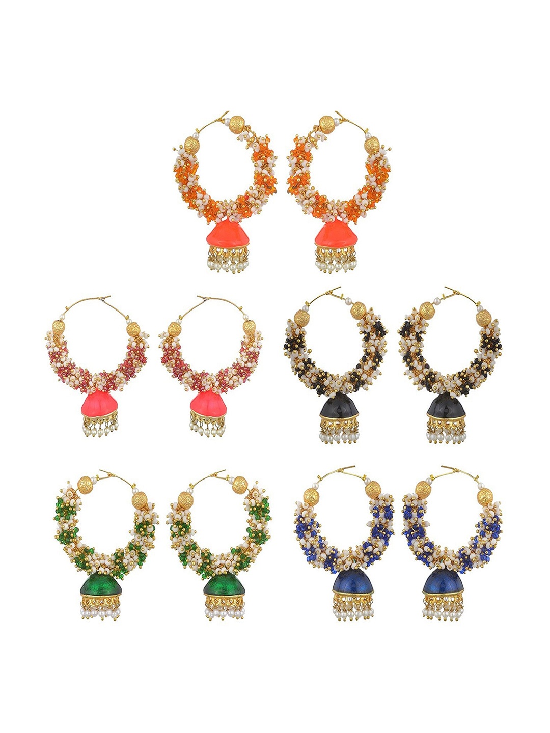 

Kshitij Jewels Multicoloured Dome Shaped Jhumkas Earrings, Multi