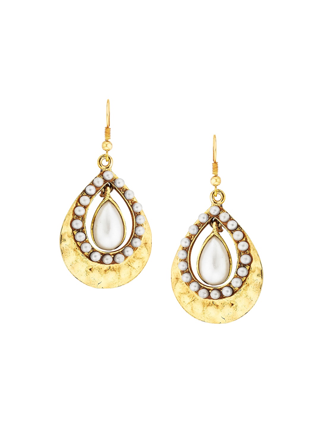 

Kshitij Jewels Women White & Gold-Toned Contemporary Drop Earrings