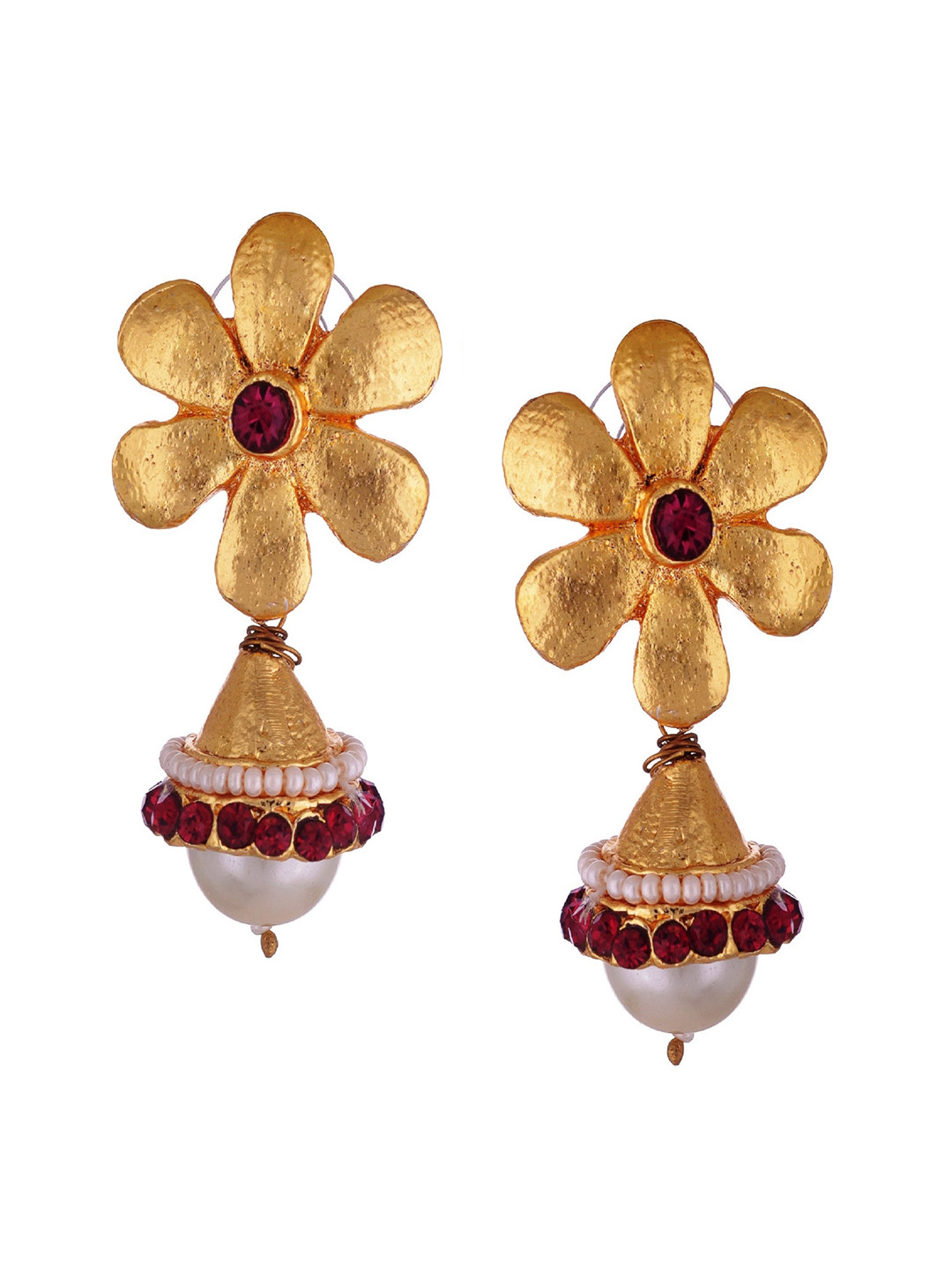 

Kshitij Jewels Gold-Plated & Maroon Contemporary Drop Earrings
