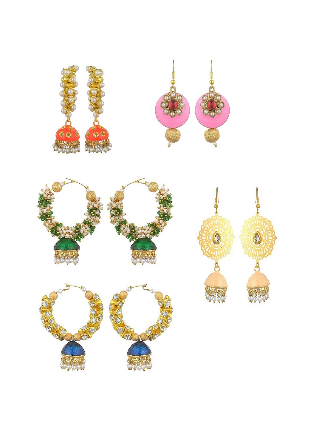 

Kshitij Jewels Women Multicoloured Contemporary Drop Earrings, Multi