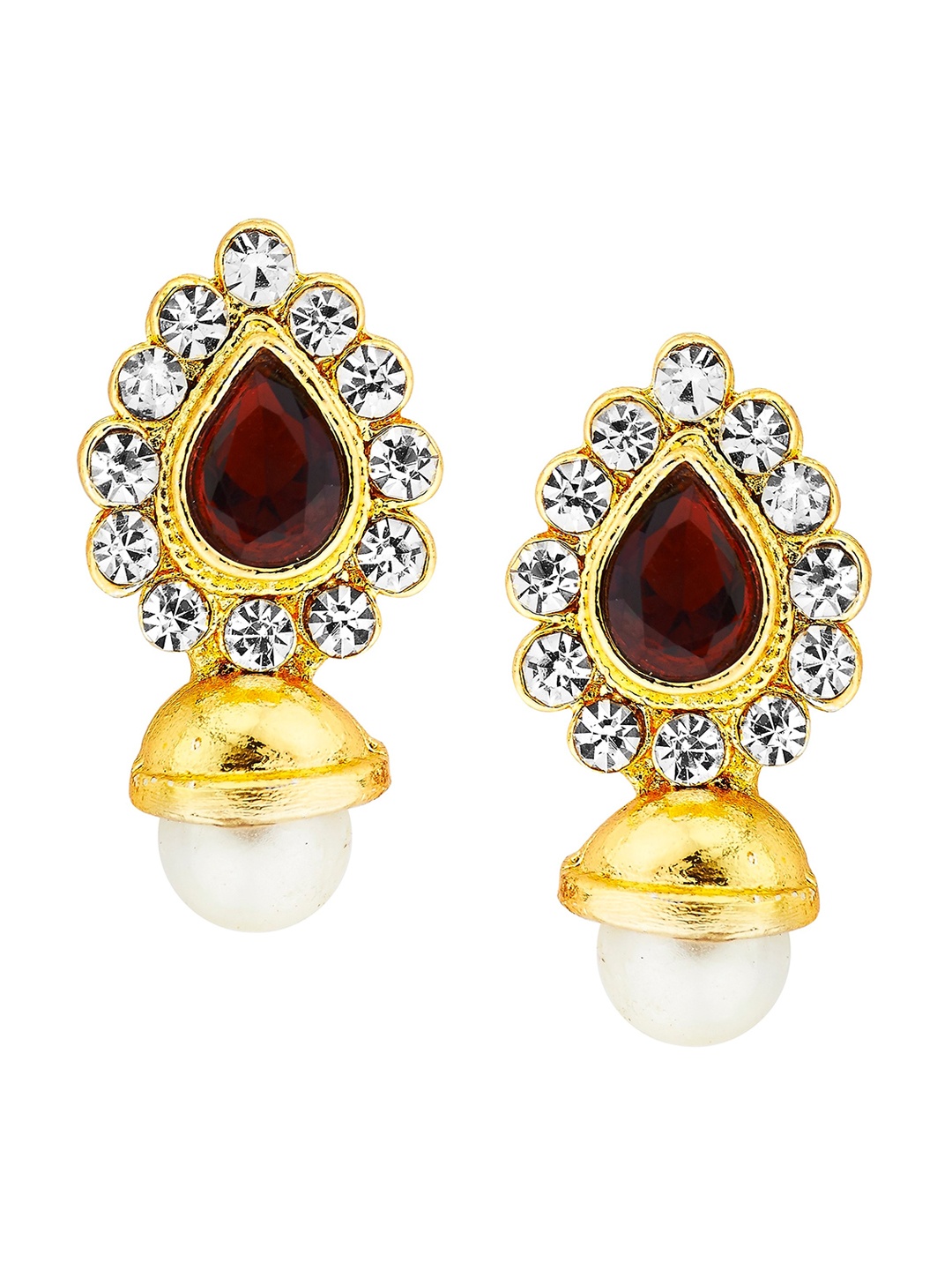 

Kshitij Jewels Gold-Plated & Maroon Contemporary Drop Earrings