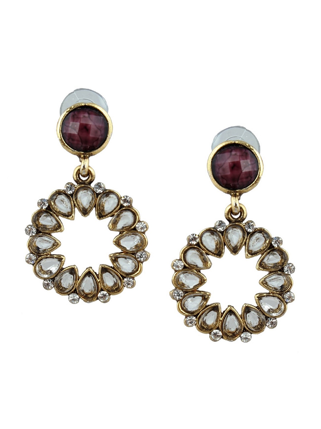 

Kshitij Jewels Brown Circular Drop Earrings