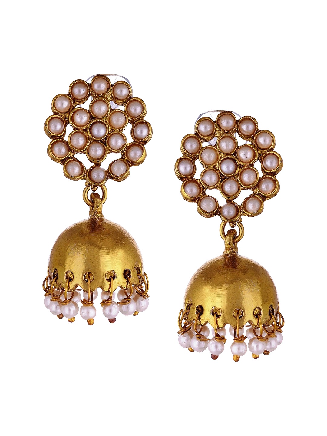 

Kshitij Jewels White Dome Shaped Jhumkas Earrings