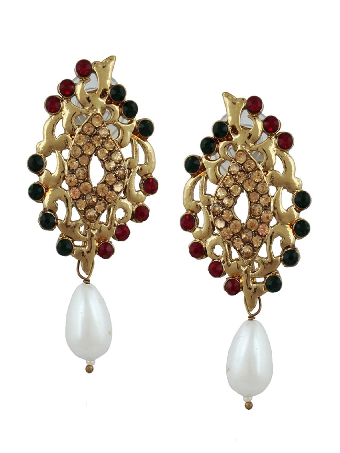 

Kshitij Jewels Maroon & Gold-plated Contemporary Drop Earrings