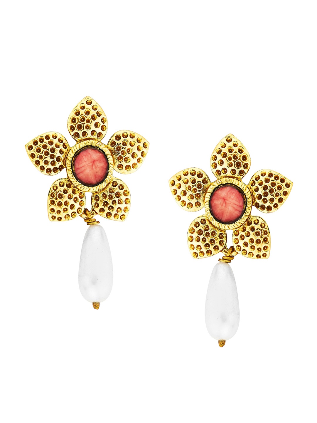 

Kshitij Jewels Gold-Toned & White Contemporary Studs Earrings