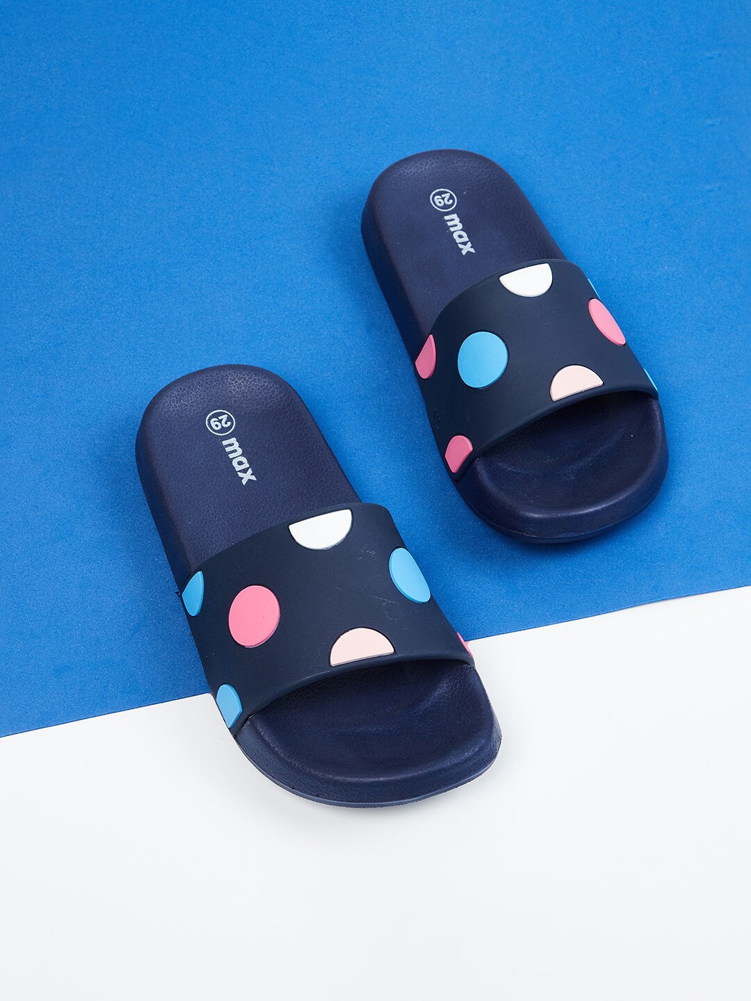 

max Girls Blue Printed Sliders