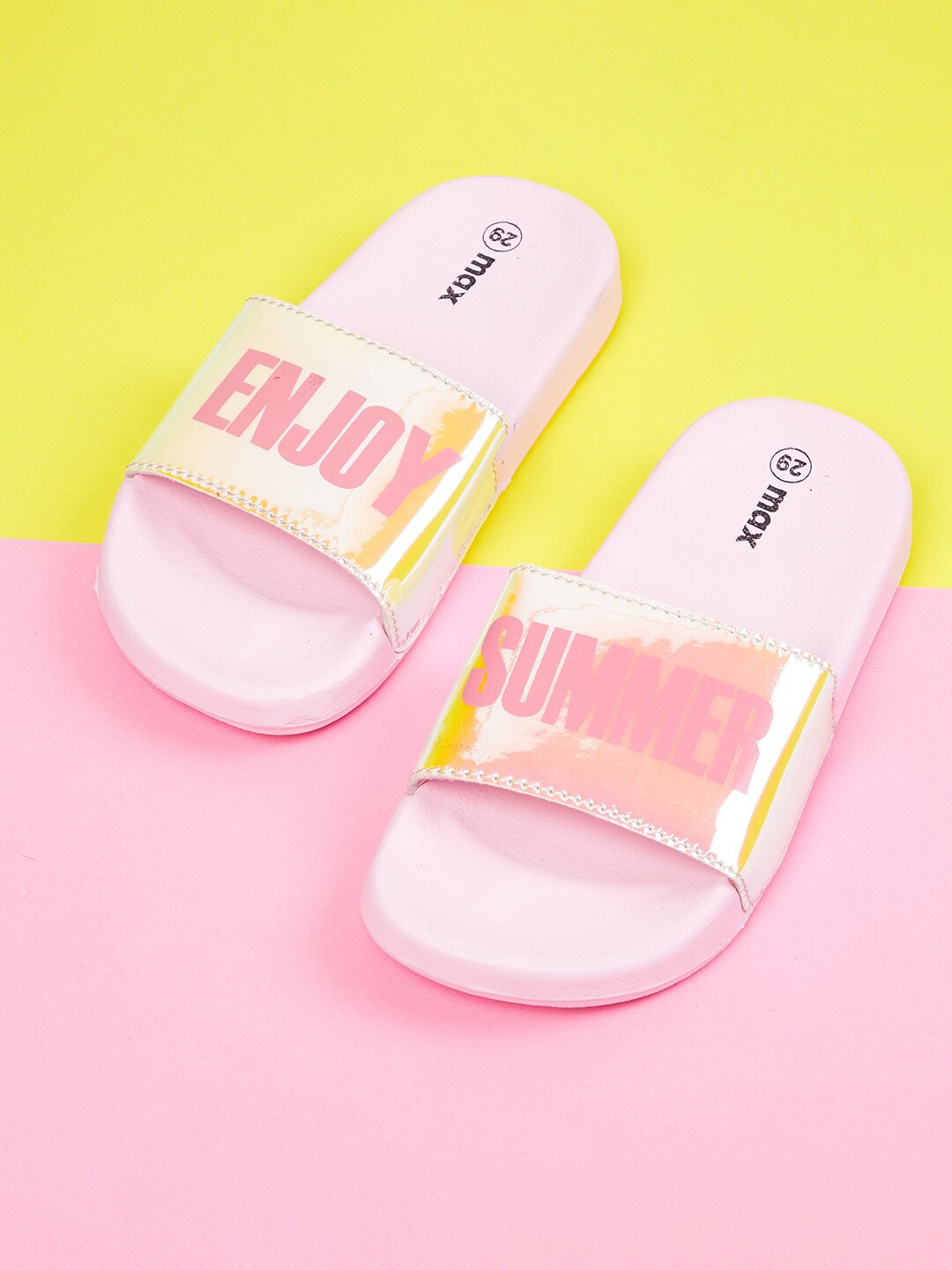 

max Girls Pink Printed Sliders