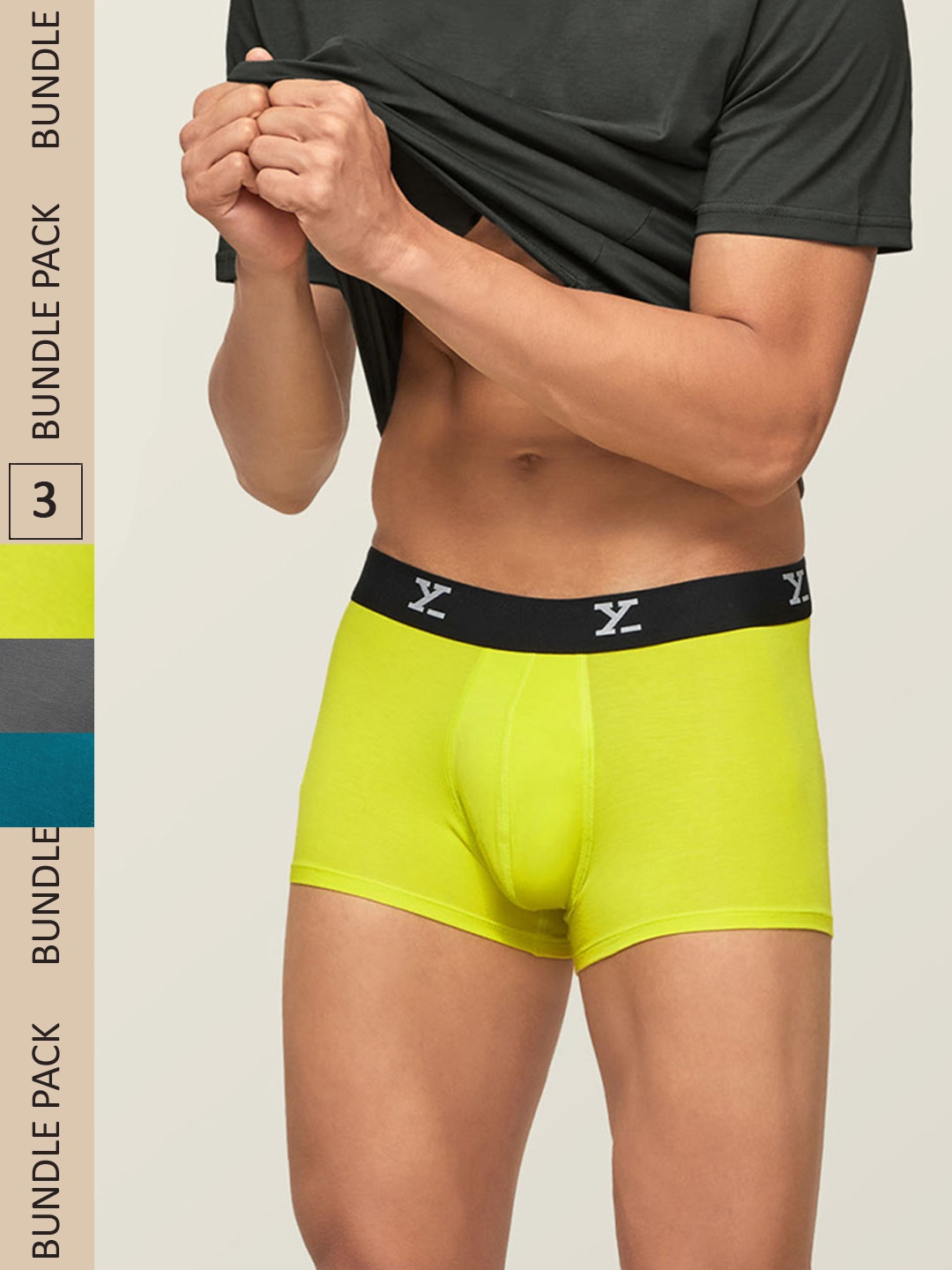 

XYXX Men Solid Pack Of 3 ACE IntelliSoft Modal Trunks, Blue