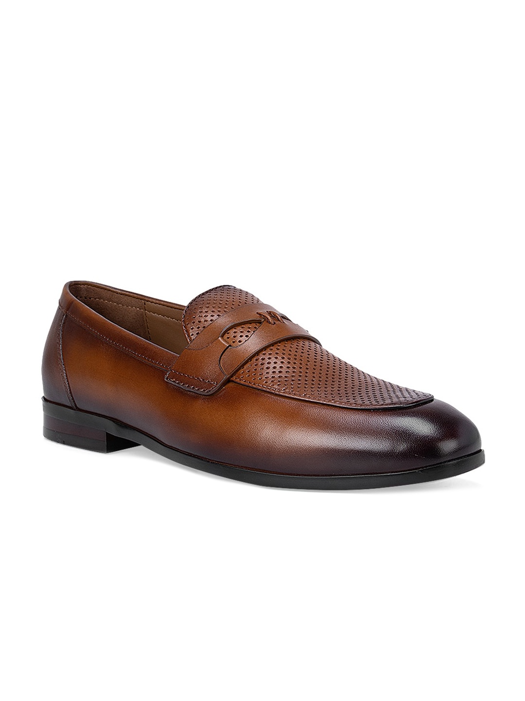 

ROSSO BRUNELLO Men Brown Textured Leather Formal Loafer