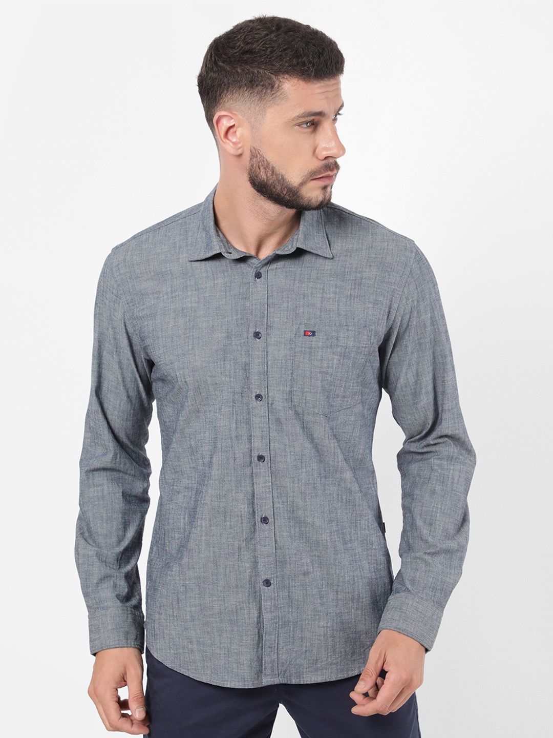 

AD By Arvind Men Blue Slim Fit Casual Shirt