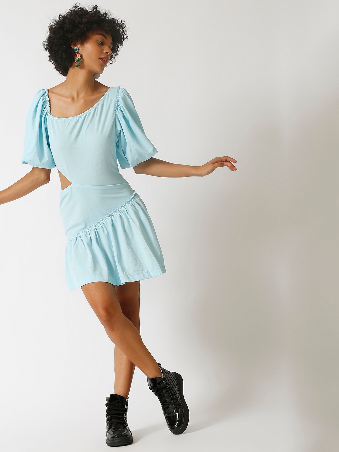

Campus Sutra Women Blue Solid Fit & Flare Dress