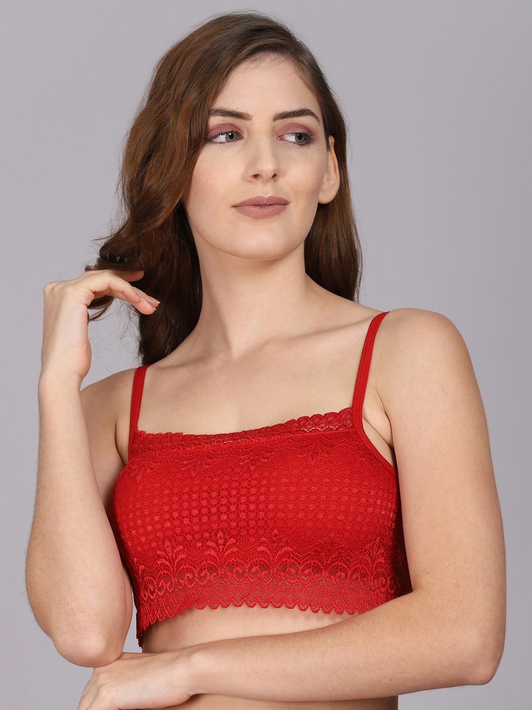 

PrettyCat Red Non-Wired Lightly Padded Bralette Bra