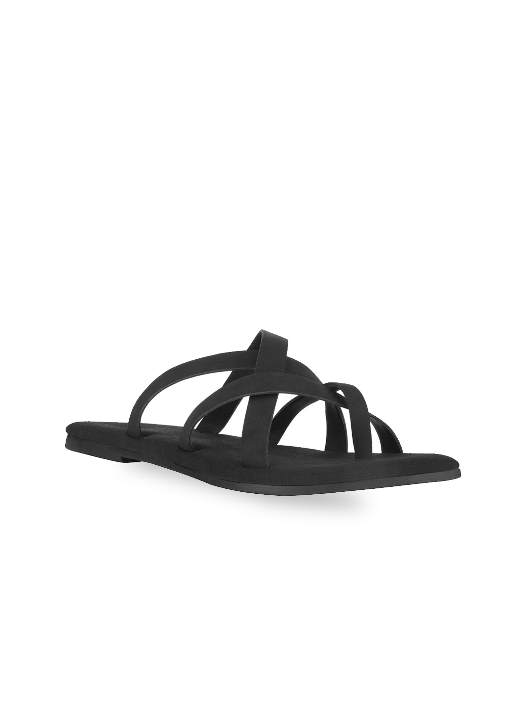 

SKO Women Black Open Toe Flats