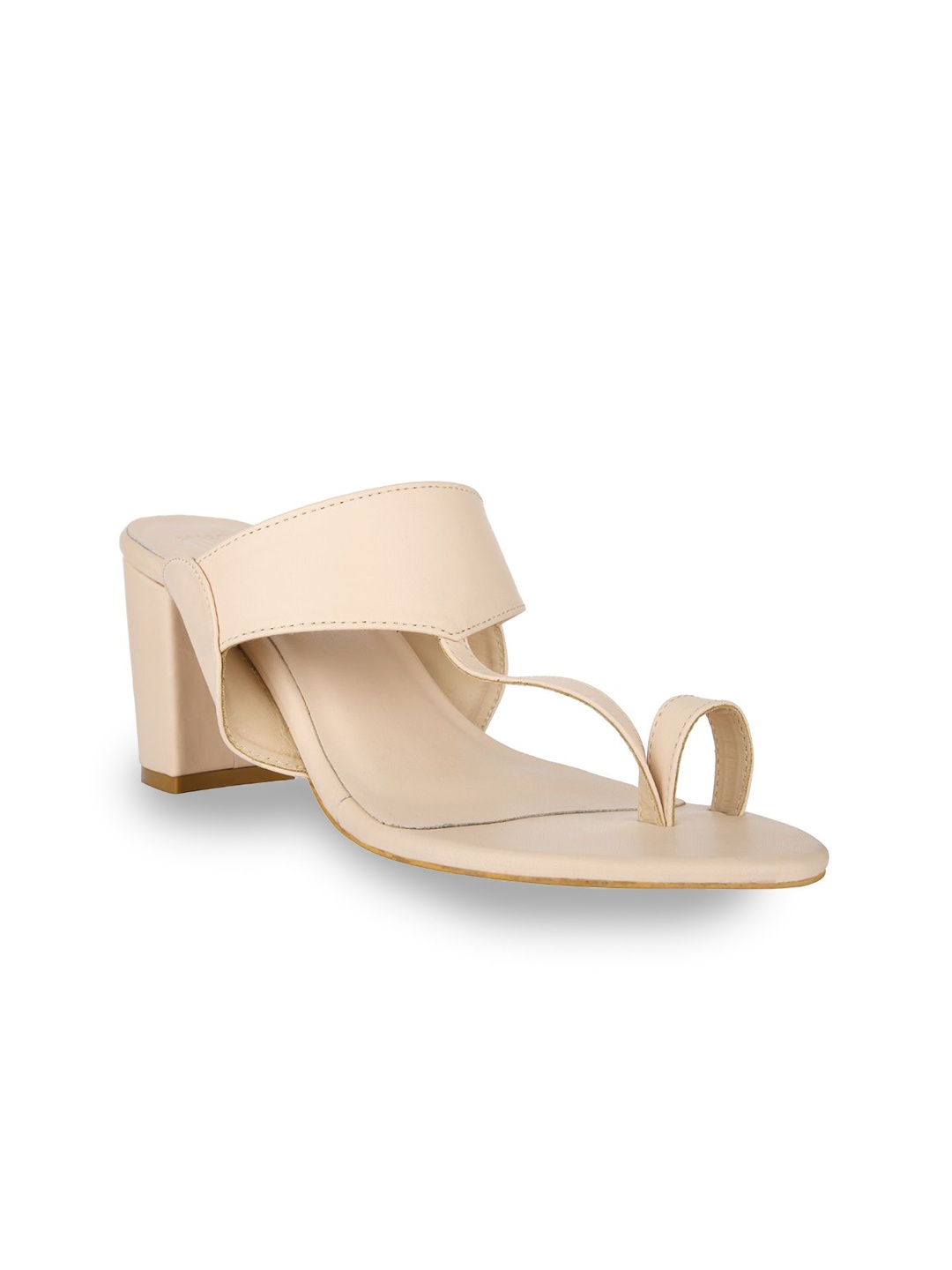 

SKO Beige Leather Block Sandals