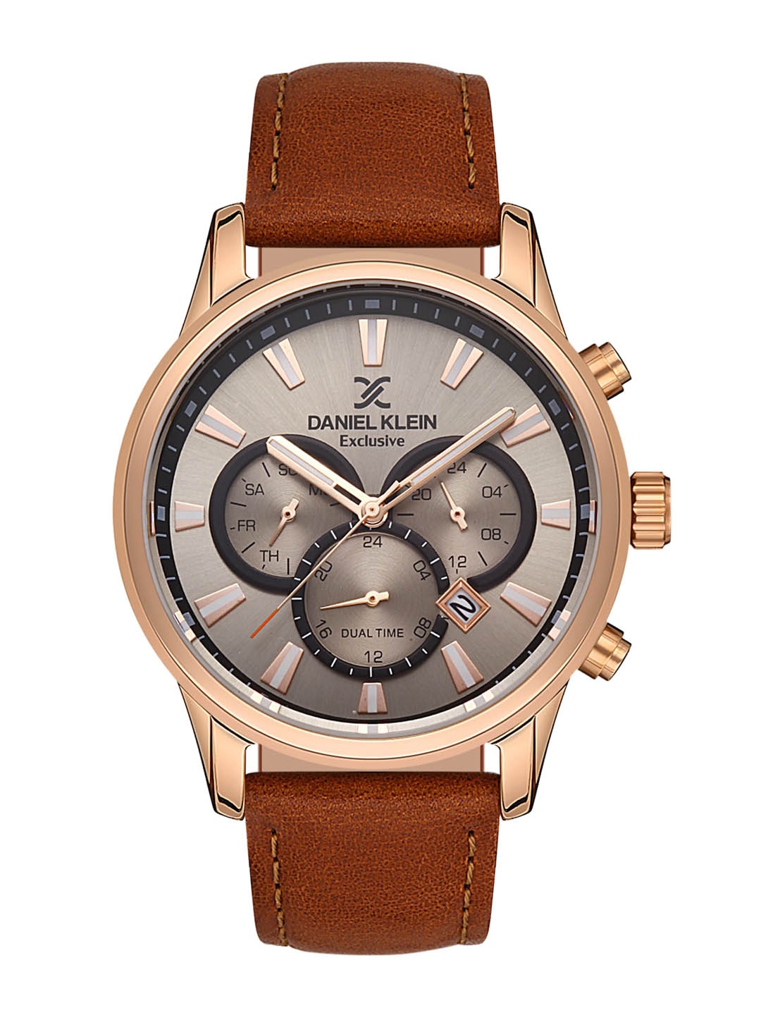 

Daniel Klein Men Rose Gold-Toned Patterned Dial & Brown Leather Bracelet Style Straps Analogue Watch DK.1.13137-2