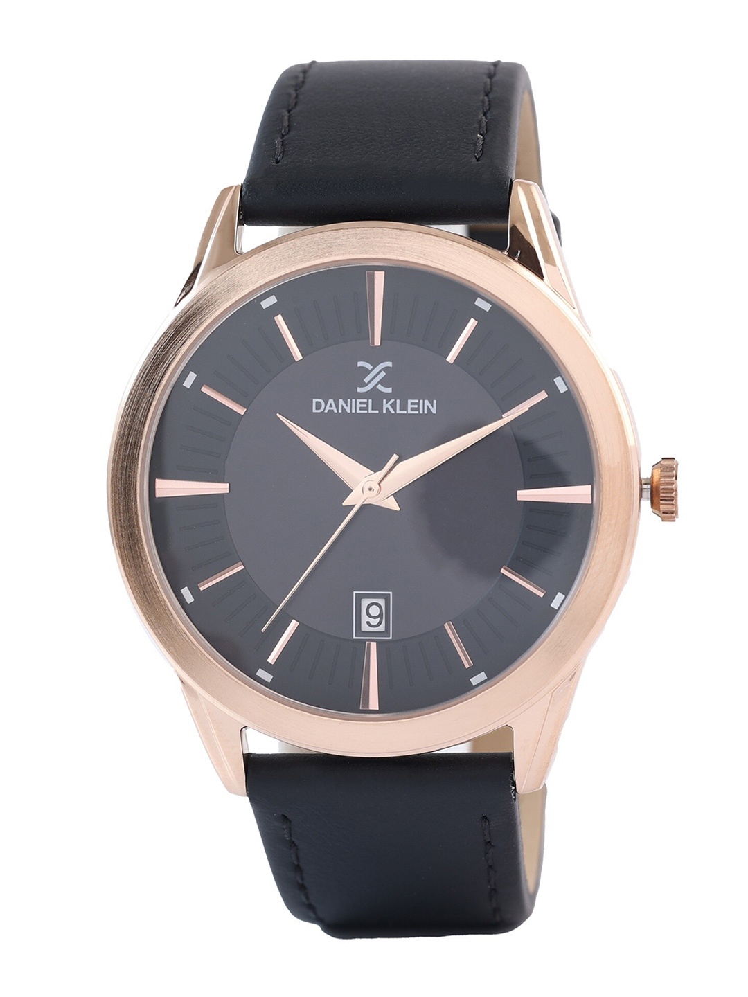 

Daniel Klein Men Rose Gold-Toned Dial & Black Leather Straps Analogue Watch DK 1 13076-4