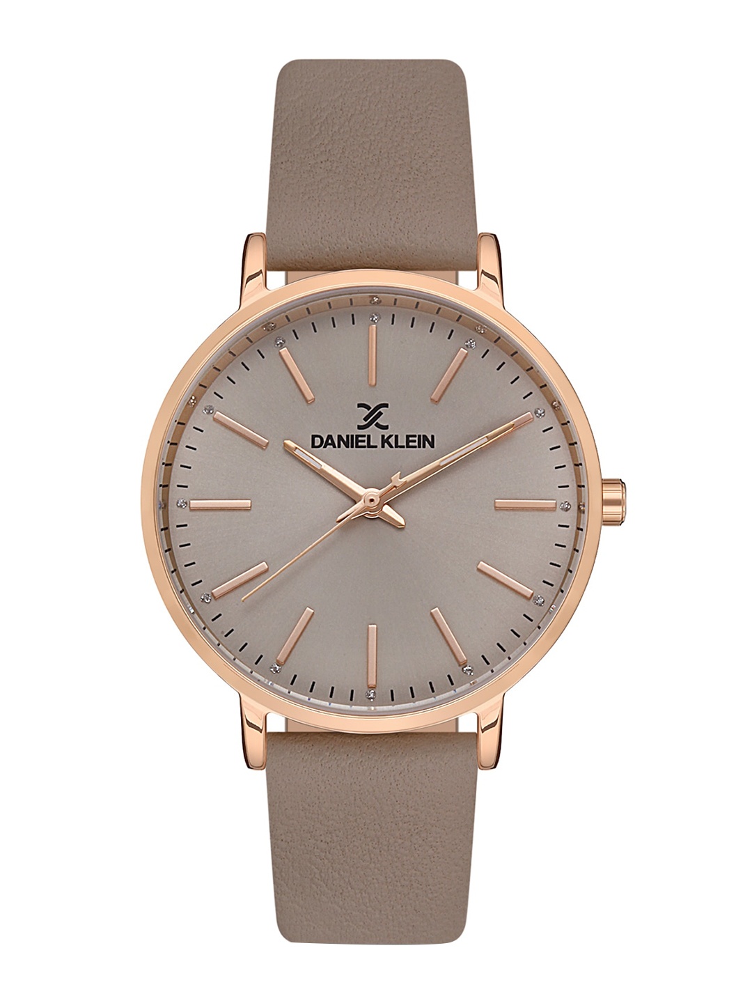 

Daniel Klein Women Rose Gold-Toned Embellished Dial & Brown Leather Straps Analogue Watch DK 1 13046-6