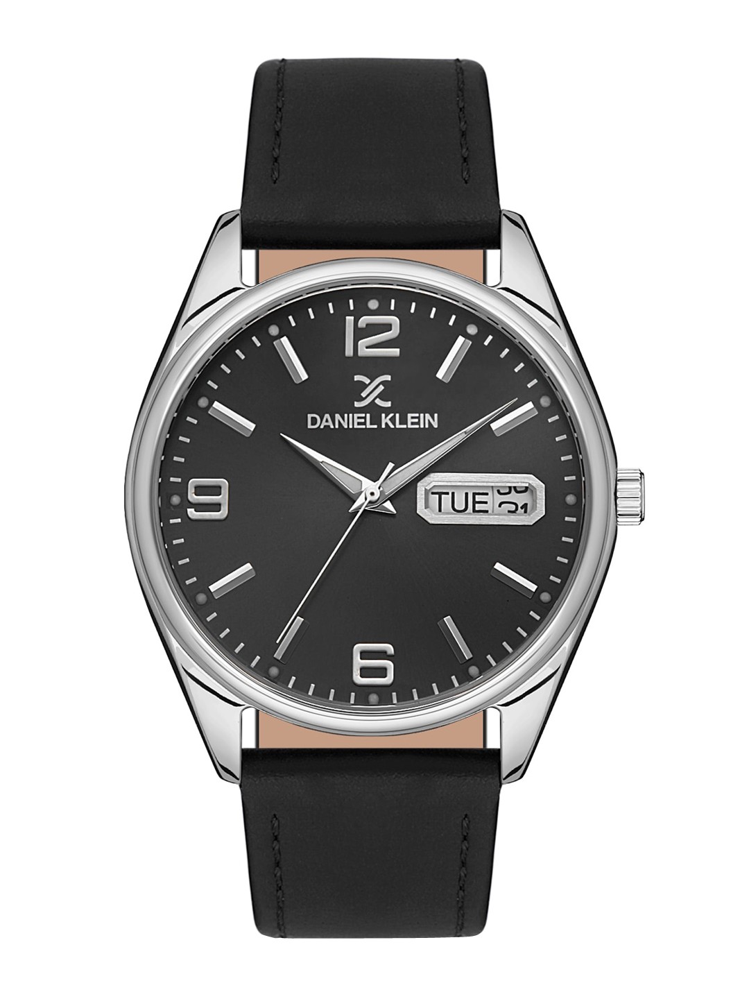 

Daniel Klein Men Silver-Toned Dial & Black Leather Straps Analogue Watch DK.1.13129-1