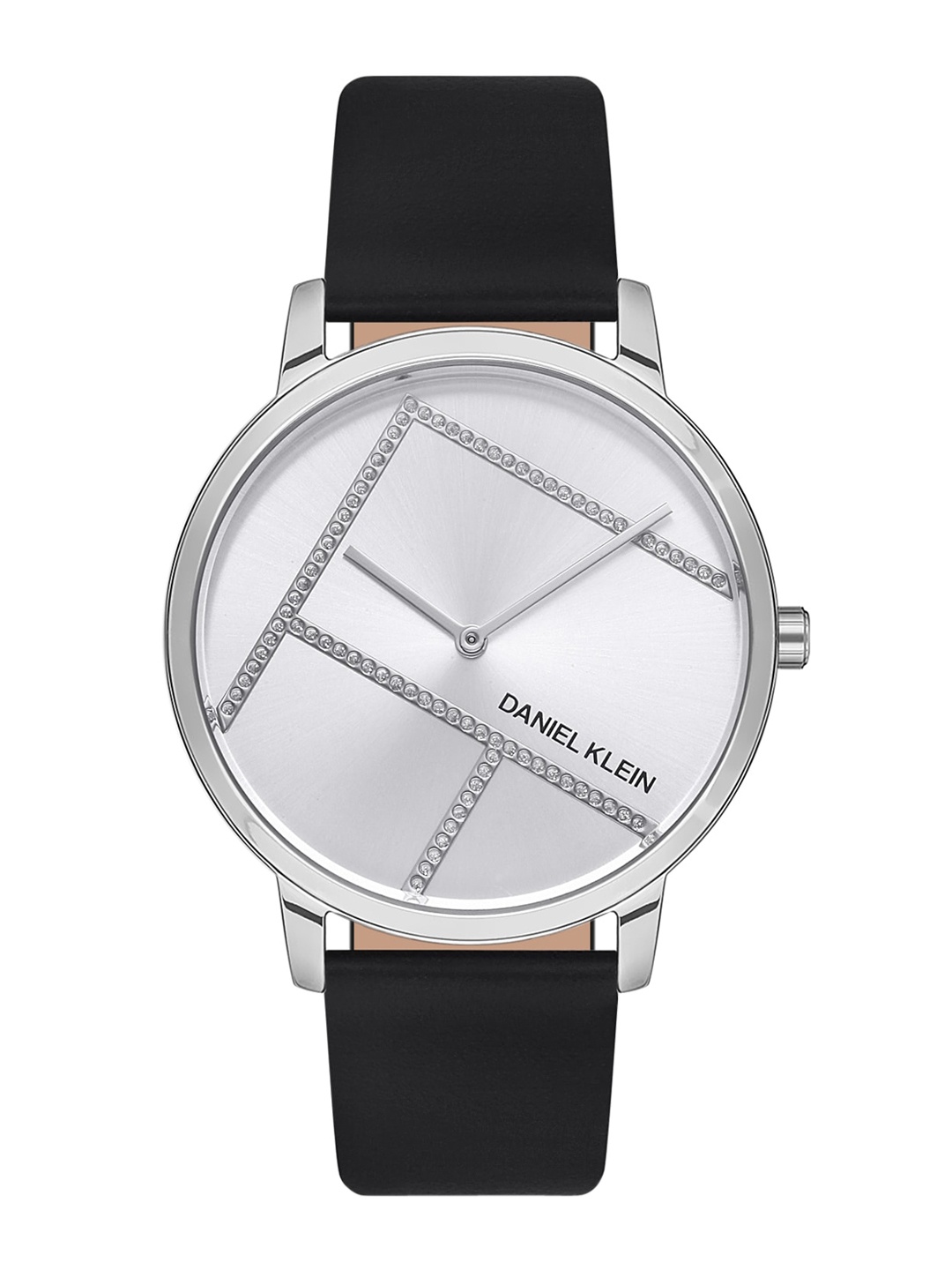 

Daniel Klein Women Silver-Toned Printed Dial & Black Leather Straps Analogue Watch