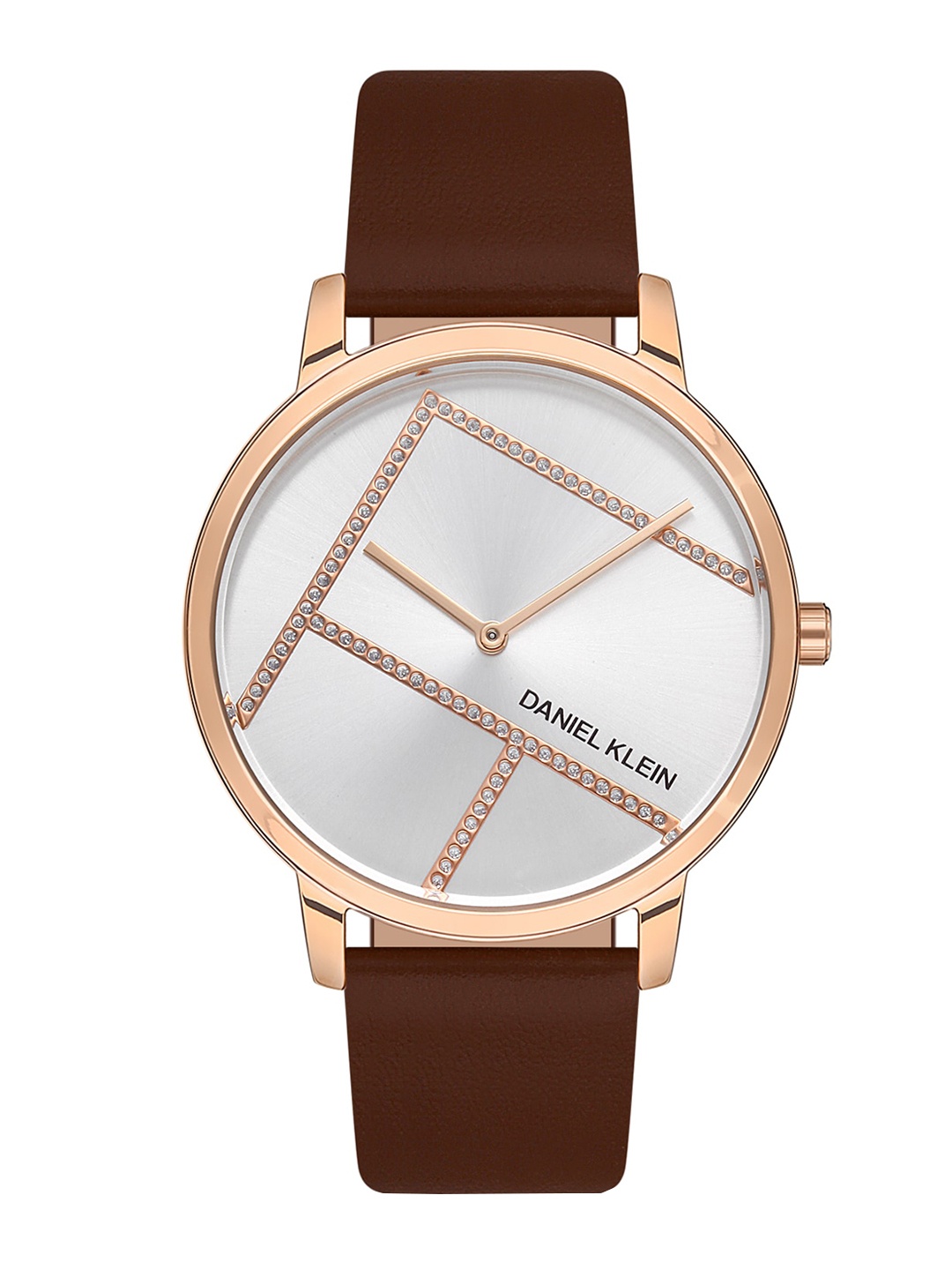 

Daniel Klein Women Rose Gold-Toned Embellished Dial & Brown Leather Straps Analogue Watch