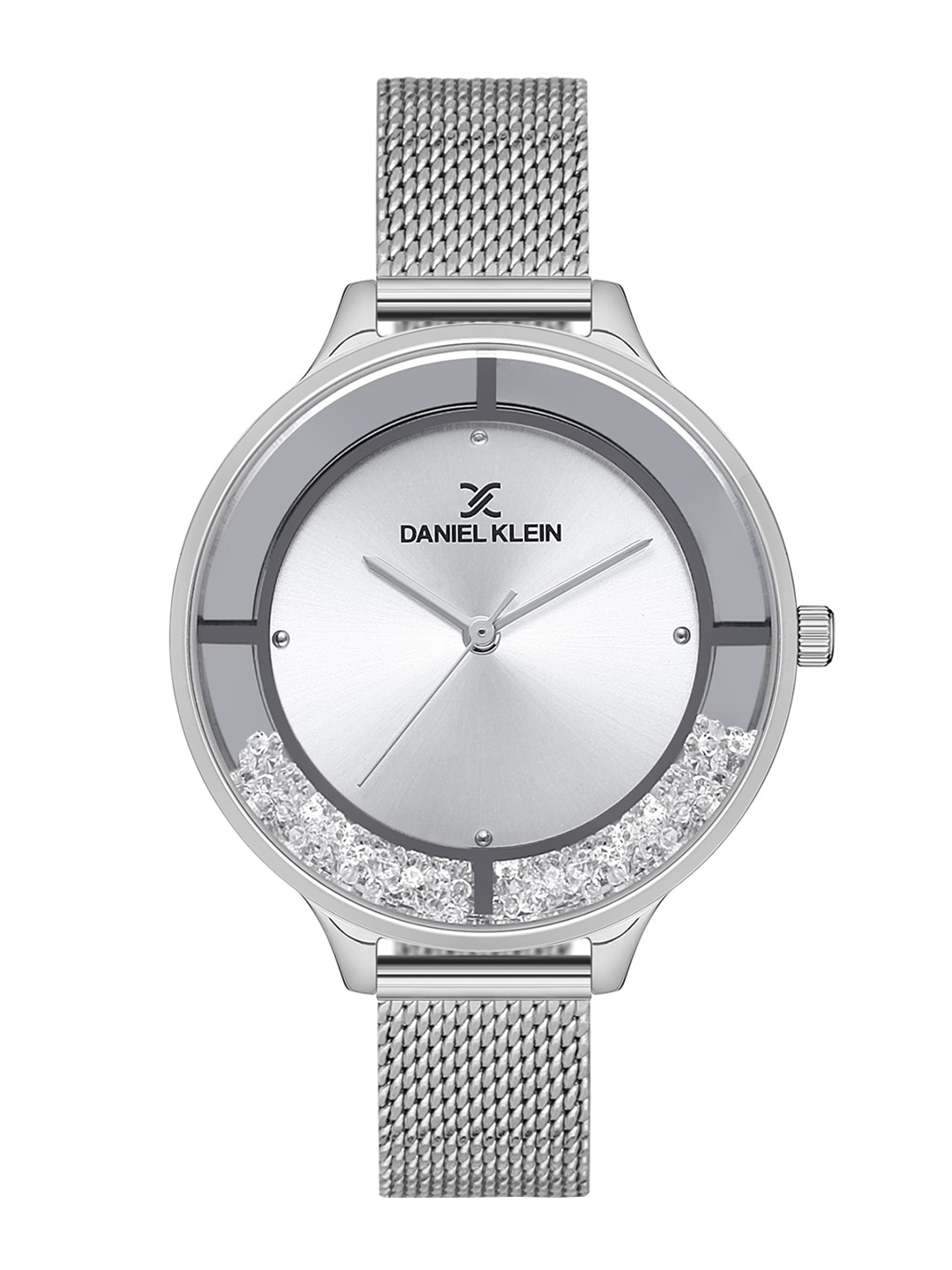 

Daniel Klein Women Silver-Toned Embellished Dial & Silver Toned Wrap Around Straps Analogue Watch