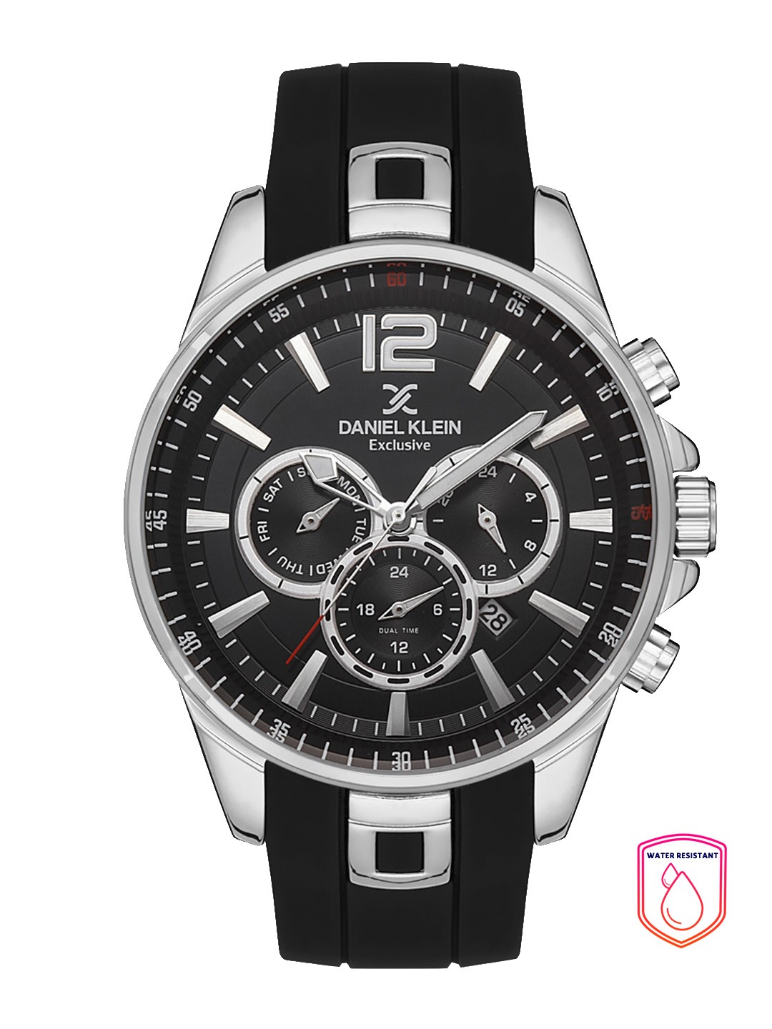 

Daniel Klein Men Silver-Toned Embellished Dial & Black Straps Analogue Watch DK 1 13139-1