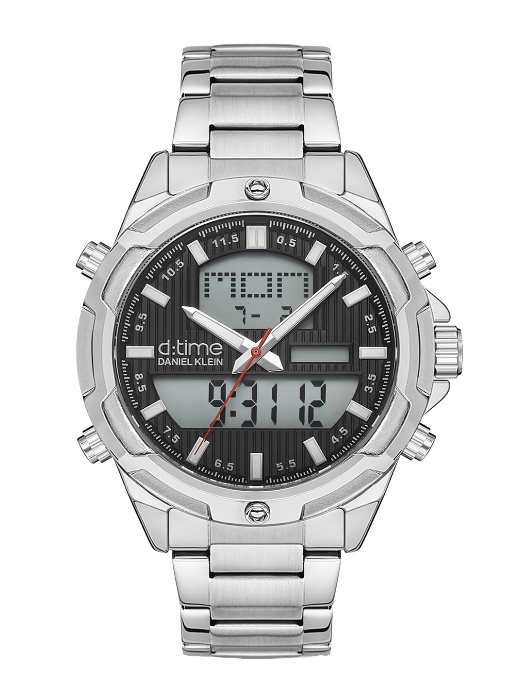 

Daniel Klein Men Silver-Toned Dial & Silver Toned Stainless Steel Bracelet Style Straps Analogue and Digital Watch