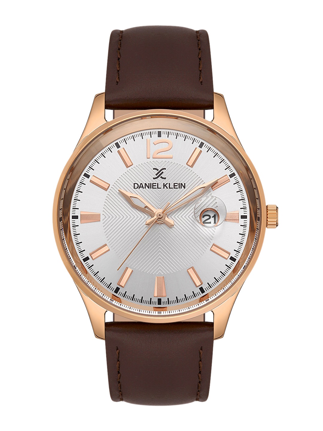

Daniel Klein Men Pink Dial & Brown Leather Straps Analogue Watch