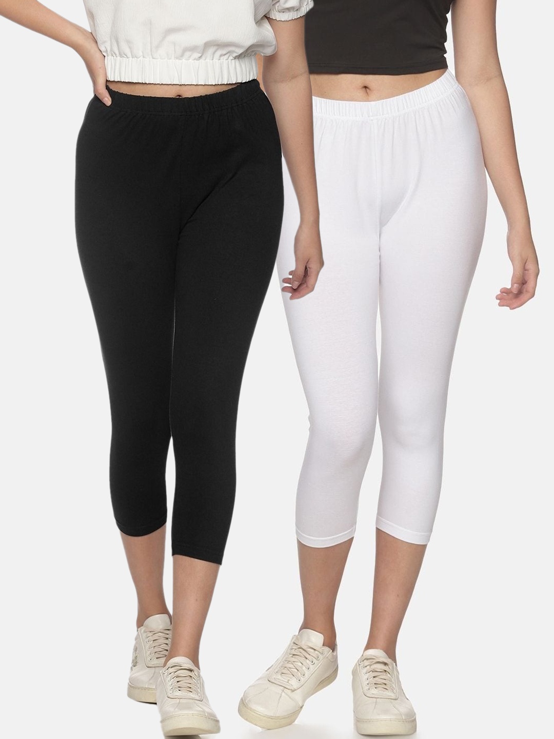 

NOT YET by us Women Set Of 3 Solid Capris, Black