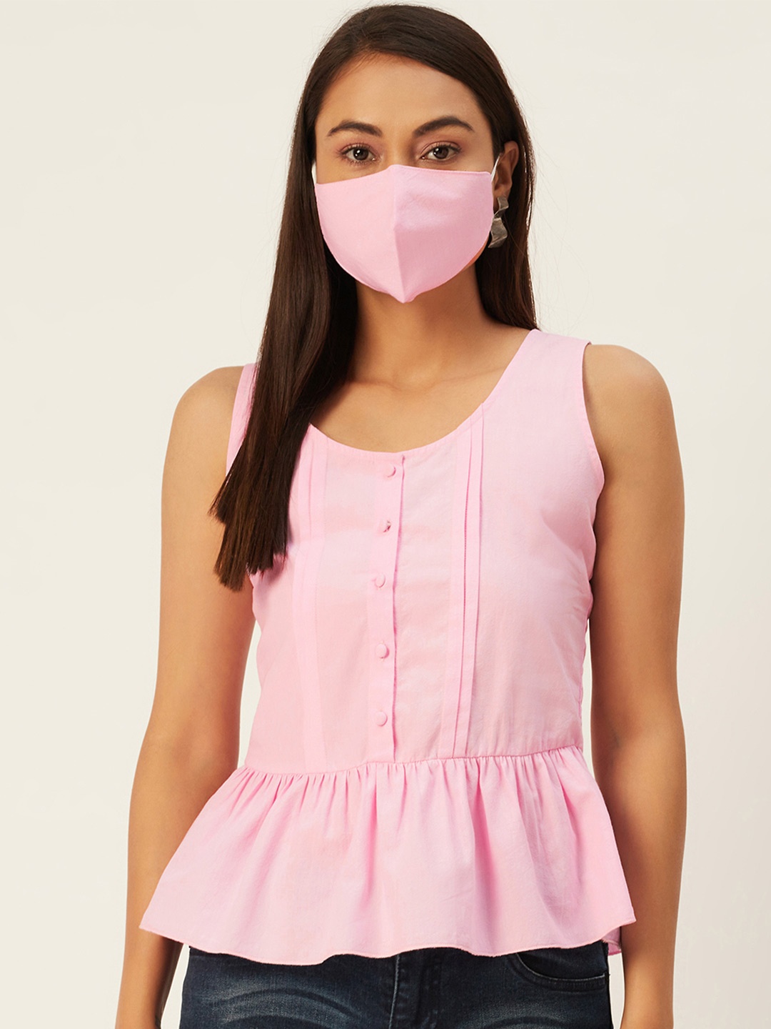 

DressBerry Women Pink Peplum Top