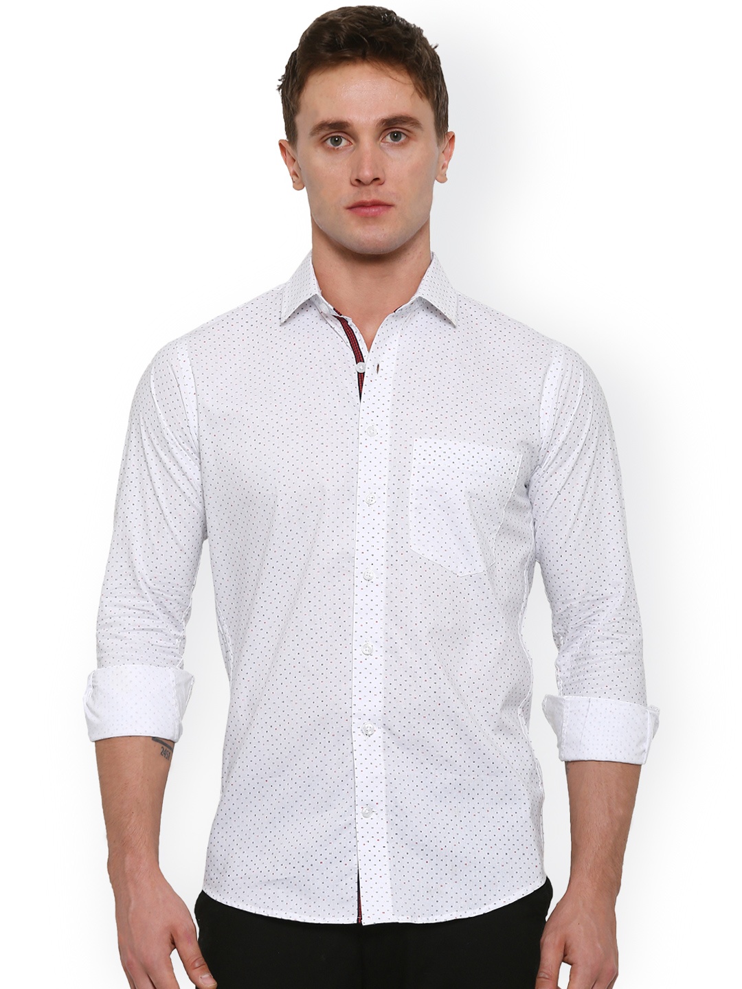 

Shaftesbury London White Printed Comfort Fit Casual Shirt