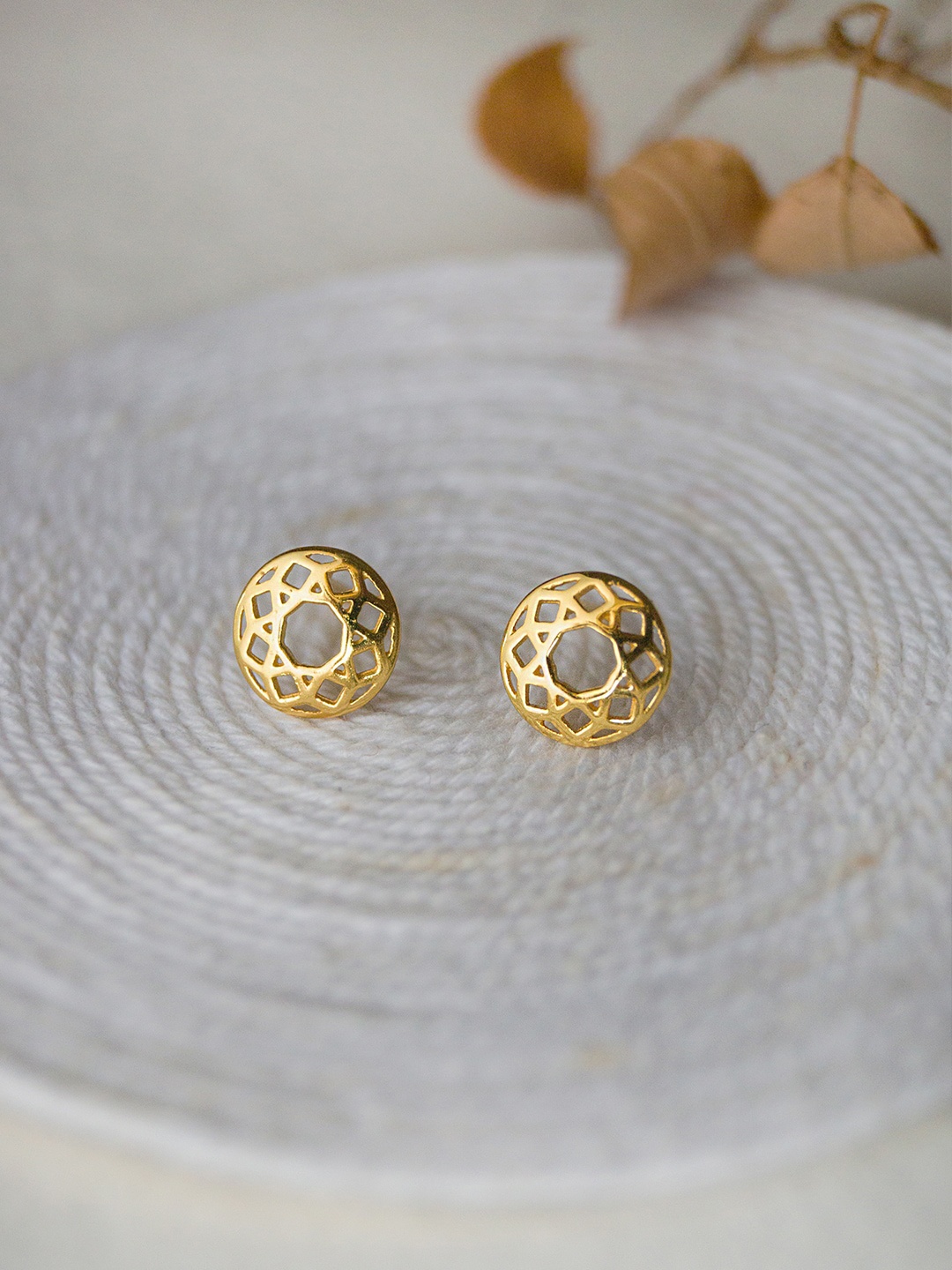 

MANNASH Women Gold-Toned 925 Sterling Silver Stud Earrings