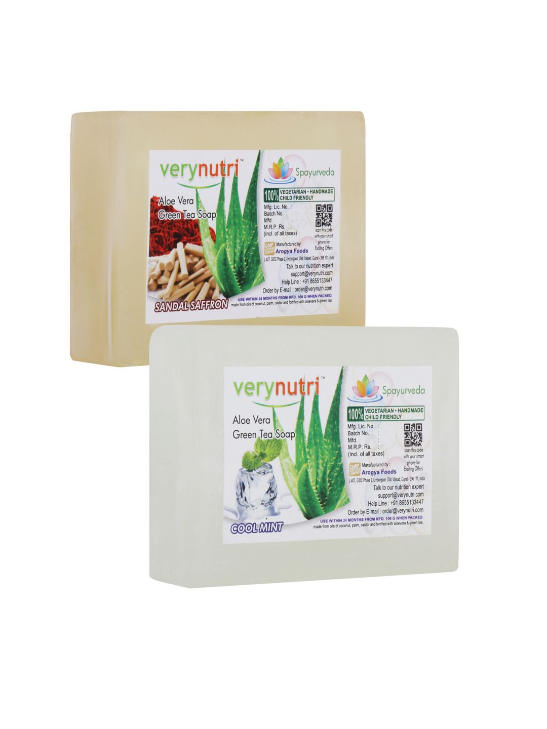 

verynutri Set of 2 Aloevera & Green Tea Handmade Soaps - 100 g each, Beige