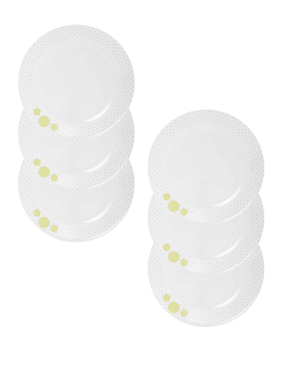

Corelle India Collection Spiral White Set of 6 Glass Printed Small Plates