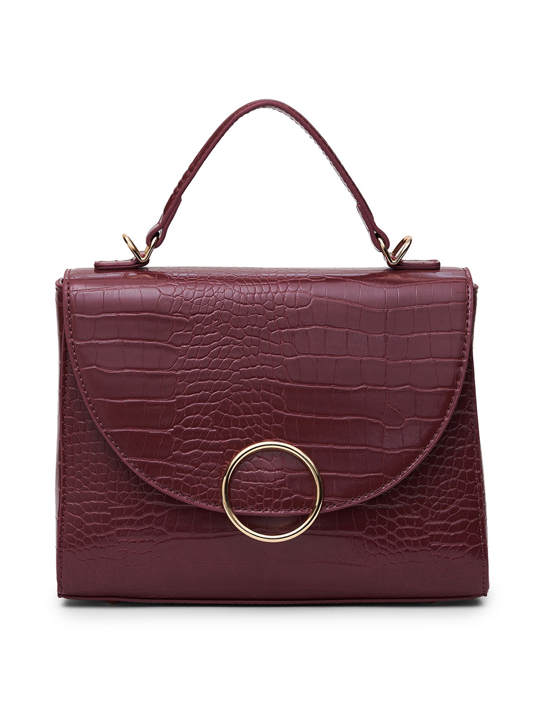 

MIRAGGIO Maroon Animal Textured Structured Satchel Handbag