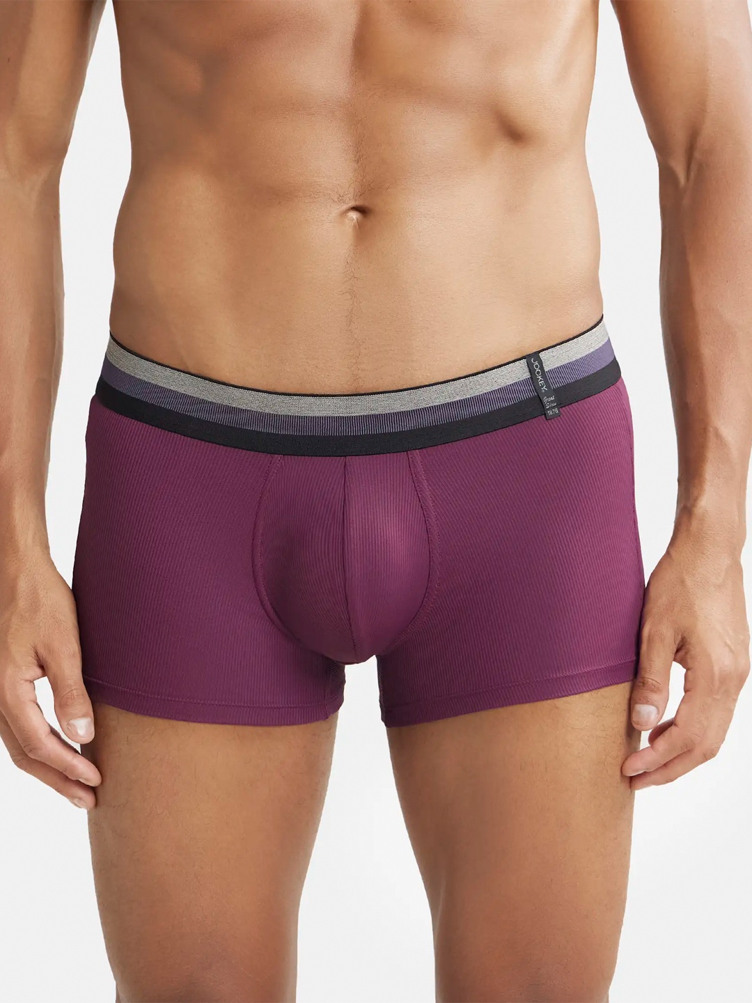 

Jockey Microfiber Stretch Rib Solid Trunk with StayDry Treatment-HG14, Purple