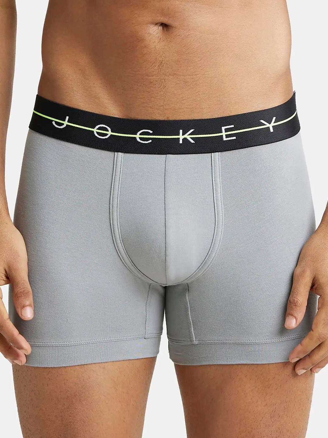 

Jockey Super Combed Cotton Stretch Solid Trunk with Ultrasoft Waistband-NY16, Grey