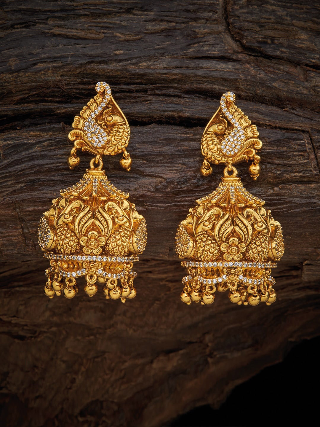 

Kushal's Fashion Jewellery White Dome Shaped Jhumkas Earrings
