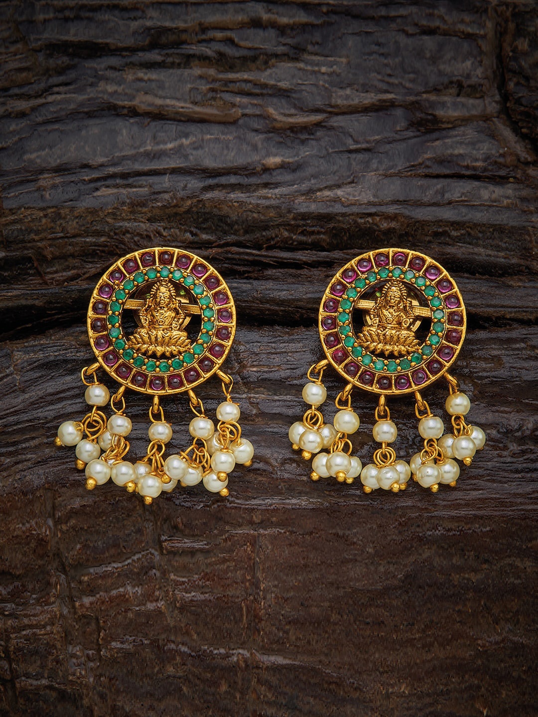 

Kushal's Fashion Jewellery Red Circular Drop Earrings